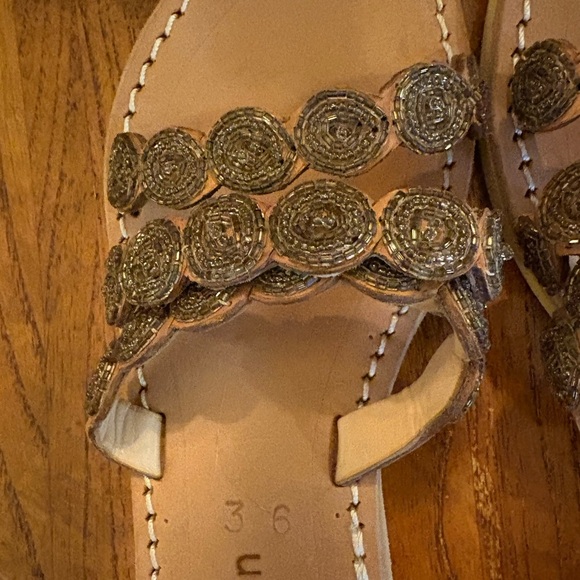 Laidback London Handmade Leather Beaded Sandals Women’s Size 36 (US 5–5.5) NWOT! - Picture 3 of 10